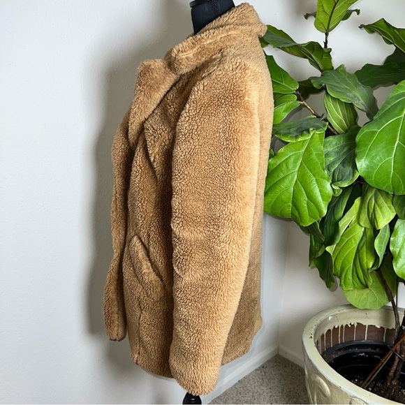 Sebby Women’s Camel Tan Teddy Bear Lined Topper Coat Medium - Picture 16 of 16